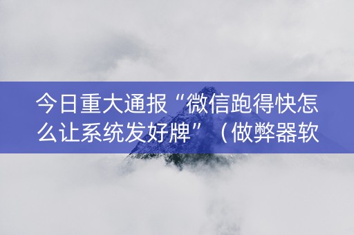 今日重大通报“微信跑得快怎么让系统发好牌”（做弊器软件下载)