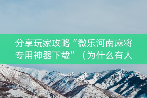 分享玩家攻略“微乐河南麻将专用神器下载”（为什么有人一直赢)