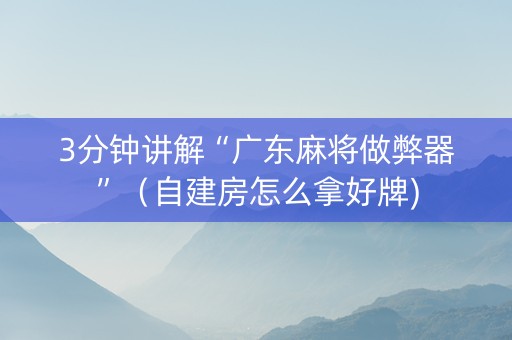 3分钟讲解“广东麻将做弊器”（自建房怎么拿好牌)