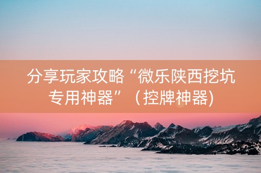 分享玩家攻略“微乐陕西挖坑专用神器”（控牌神器)