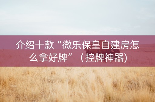 介绍十款“微乐保皇自建房怎么拿好牌”（控牌神器)