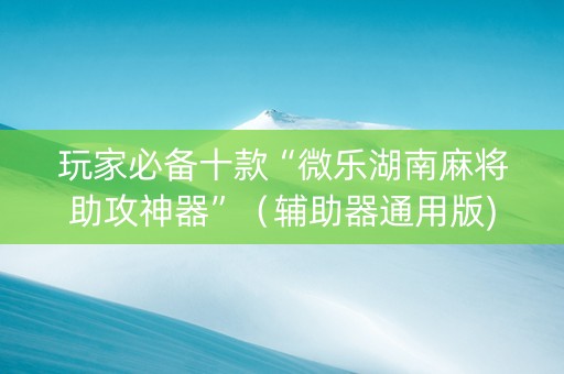 玩家必备十款“微乐湖南麻将助攻神器”（辅助器通用版)