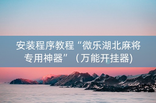 安装程序教程“微乐湖北麻将专用神器”（万能开挂器)