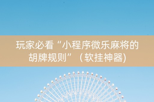 玩家必看“小程序微乐麻将的胡牌规则”（软挂神器)