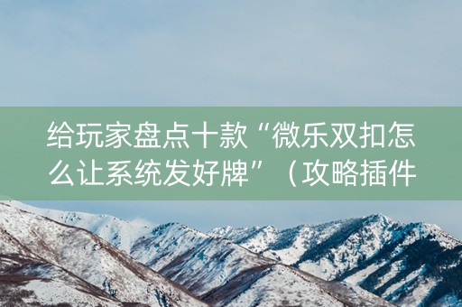 给玩家盘点十款“微乐双扣怎么让系统发好牌”（攻略插件)