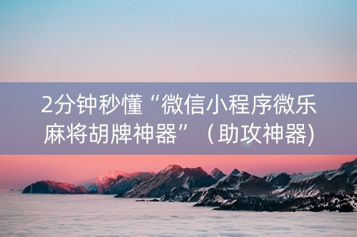 2分钟秒懂“微信小程序微乐麻将胡牌神器”（助攻神器)