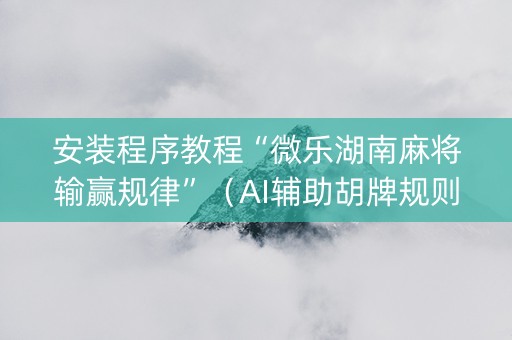 安装程序教程“微乐湖南麻将输赢规律”（AI辅助胡牌规则)