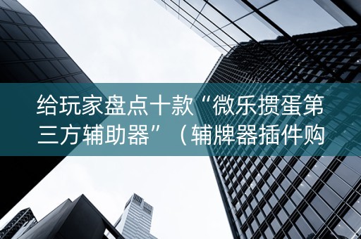 给玩家盘点十款“微乐掼蛋第三方辅助器”（辅牌器插件购买)