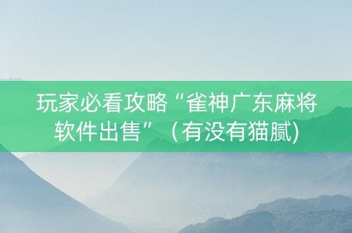 玩家必看攻略“雀神广东麻将软件出售”（有没有猫腻)