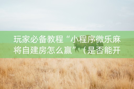 玩家必备教程“小程序微乐麻将自建房怎么赢”（是否能开挂)
