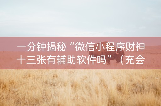 一分钟揭秘“微信小程序财神十三张有辅助软件吗”（充会员胜率高)
