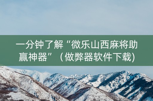 一分钟了解“微乐山西麻将助赢神器”（做弊器软件下载)