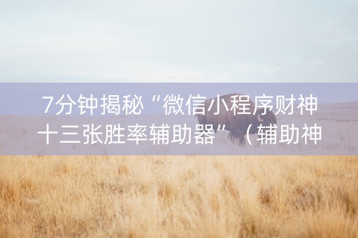 7分钟揭秘“微信小程序财神十三张胜率辅助器”（辅助神器免费)