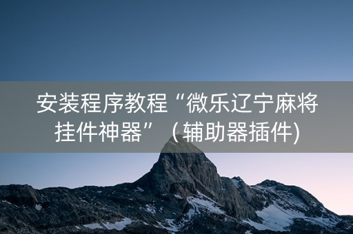 安装程序教程“微乐辽宁麻将挂件神器”（辅助器插件)