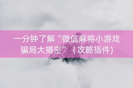 一分钟了解“微信麻将小游戏骗局大揭密”（攻略插件)