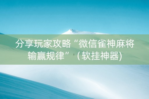分享玩家攻略“微信雀神麻将输赢规律”（软挂神器)
