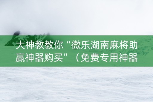 大神教教你“微乐湖南麻将助赢神器购买”（免费专用神器)