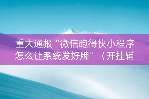 重大通报“微信跑得快小程序怎么让系统发好牌”（开挂辅助器脚本)