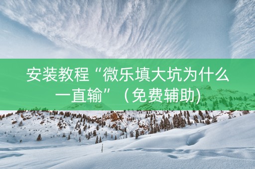 安装教程“微乐填大坑为什么一直输”（免费辅助)