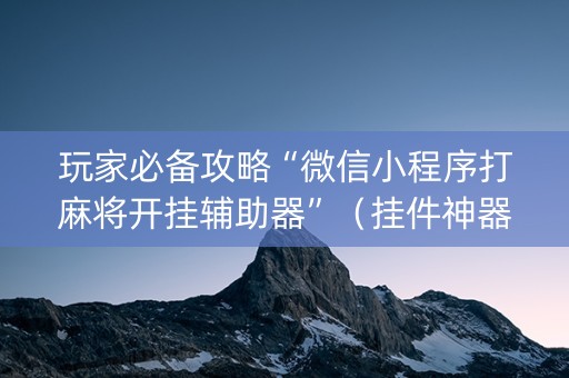 玩家必备攻略“微信小程序打麻将开挂辅助器”（挂件神器)
