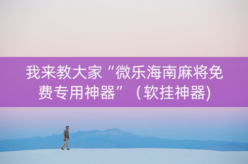 我来教大家“微乐海南麻将免费专用神器”（软挂神器)