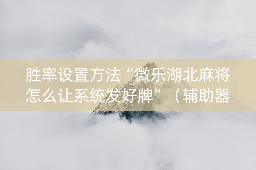 胜率设置方法“微乐湖北麻将怎么让系统发好牌”（辅助器插件)