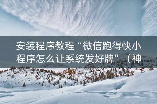 安装程序教程“微信跑得快小程序怎么让系统发好牌”（神器最新免费)