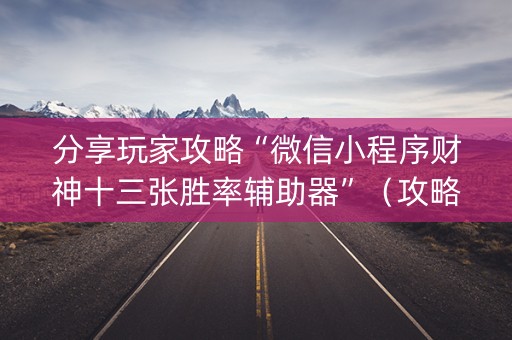 分享玩家攻略“微信小程序财神十三张胜率辅助器”（攻略插件)