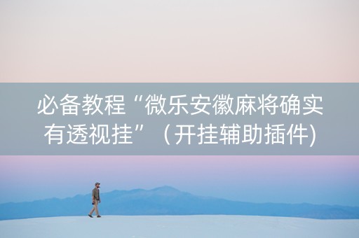 必备教程“微乐安徽麻将确实有透视挂”（开挂辅助插件)