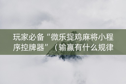 玩家必备“微乐捉鸡麻将小程序控牌器”（输赢有什么规律)