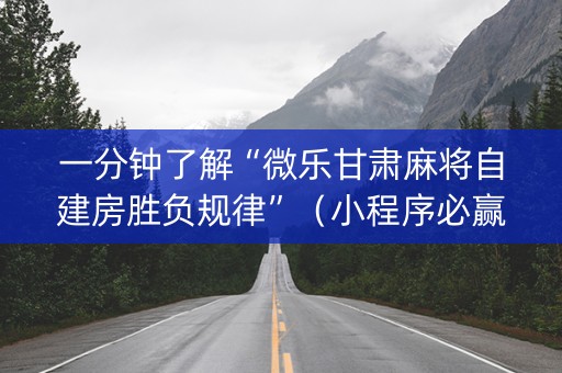 一分钟了解“微乐甘肃麻将自建房胜负规律”（小程序必赢神器)