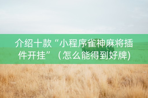 介绍十款“小程序雀神麻将插件开挂”（怎么能得到好牌)