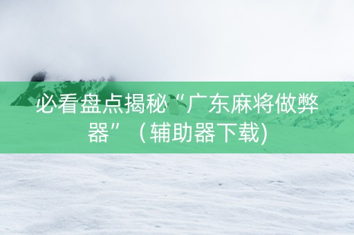 必看盘点揭秘“广东麻将做弊器”（辅助器下载)