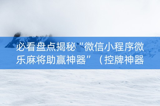 必看盘点揭秘“微信小程序微乐麻将助赢神器”（控牌神器)