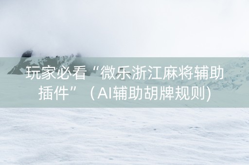 玩家必看“微乐浙江麻将辅助插件”（AI辅助胡牌规则)