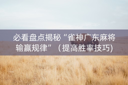 必看盘点揭秘“雀神广东麻将输赢规律”（提高胜率技巧)