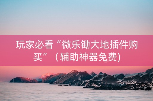 玩家必看“微乐锄大地插件购买”（辅助神器免费)