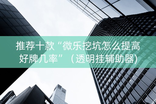 推荐十款“微乐挖坑怎么提高好牌几率”（透明挂辅助器)