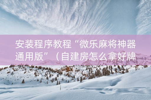 安装程序教程“微乐麻将神器通用版”（自建房怎么拿好牌)
