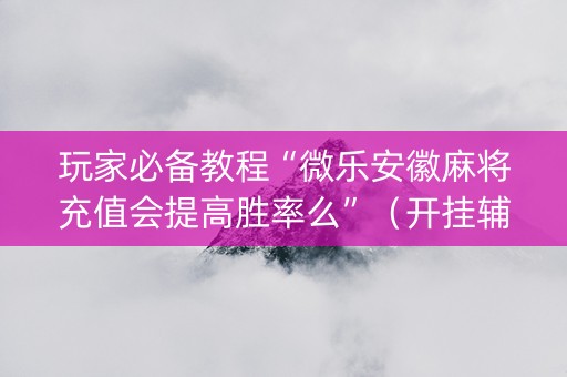 玩家必备教程“微乐安徽麻将充值会提高胜率么”（开挂辅助器脚本)