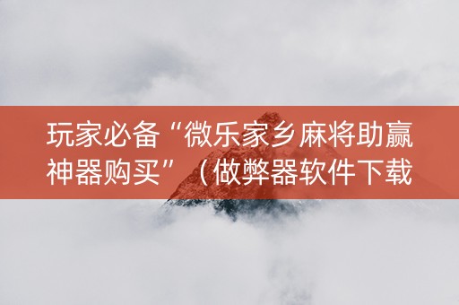 玩家必备“微乐家乡麻将助赢神器购买”（做弊器软件下载)