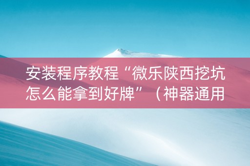 安装程序教程“微乐陕西挖坑怎么能拿到好牌”（神器通用版)