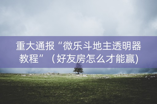 重大通报“微乐斗地主透明器教程”（好友房怎么才能赢)