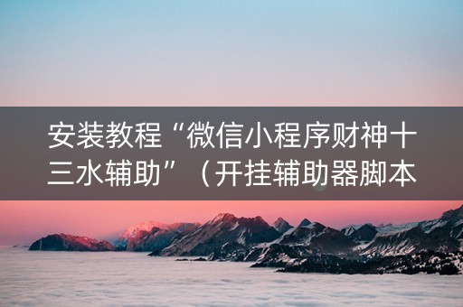 安装教程“微信小程序财神十三水辅助”（开挂辅助器脚本)