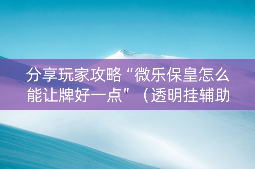 分享玩家攻略“微乐保皇怎么能让牌好一点”（透明挂辅助器)