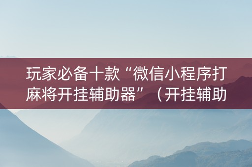 玩家必备十款“微信小程序打麻将开挂辅助器”（开挂辅助插件)