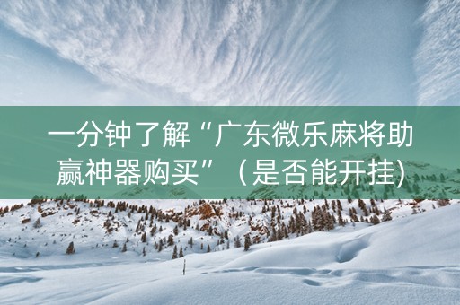一分钟了解“广东微乐麻将助赢神器购买”（是否能开挂)