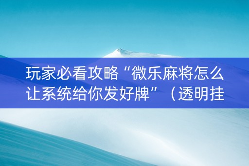 玩家必看攻略“微乐麻将怎么让系统给你发好牌”（透明挂辅助器)