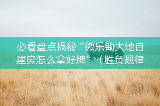必看盘点揭秘“微乐锄大地自建房怎么拿好牌”（胜负规律拿好牌)