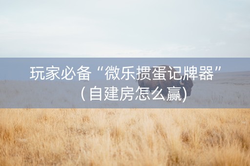 玩家必备“微乐掼蛋记牌器”（自建房怎么赢)
